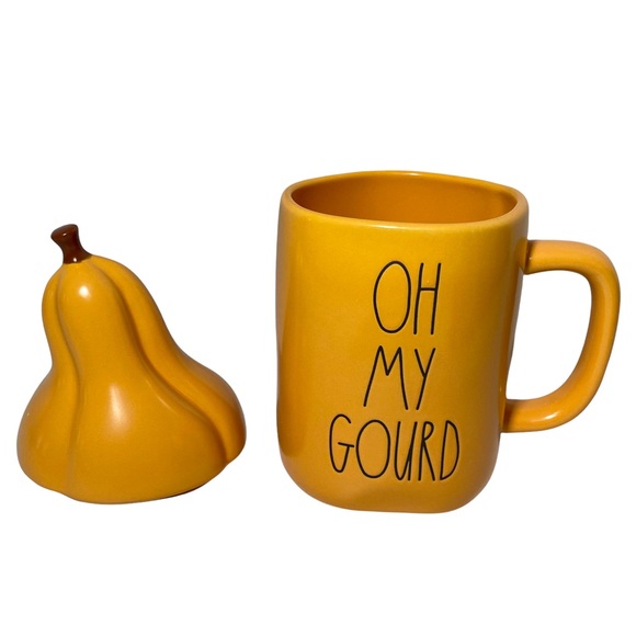 🍁 Rae Dunn Figural Mug “OH MY GOURD” Orange w/ Lid - Picture 2 of 7